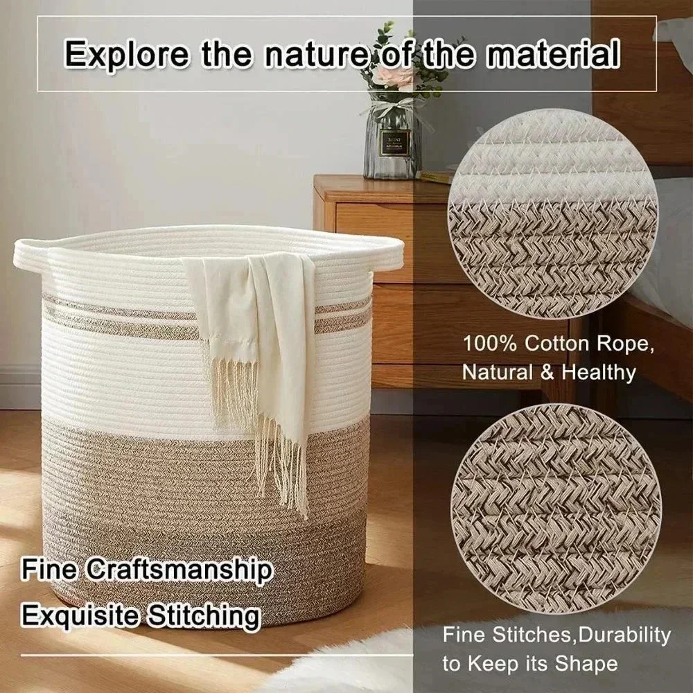 Lux Laundry Baskets Hamper with Handles,Decorative Basket for Living room,Woven
